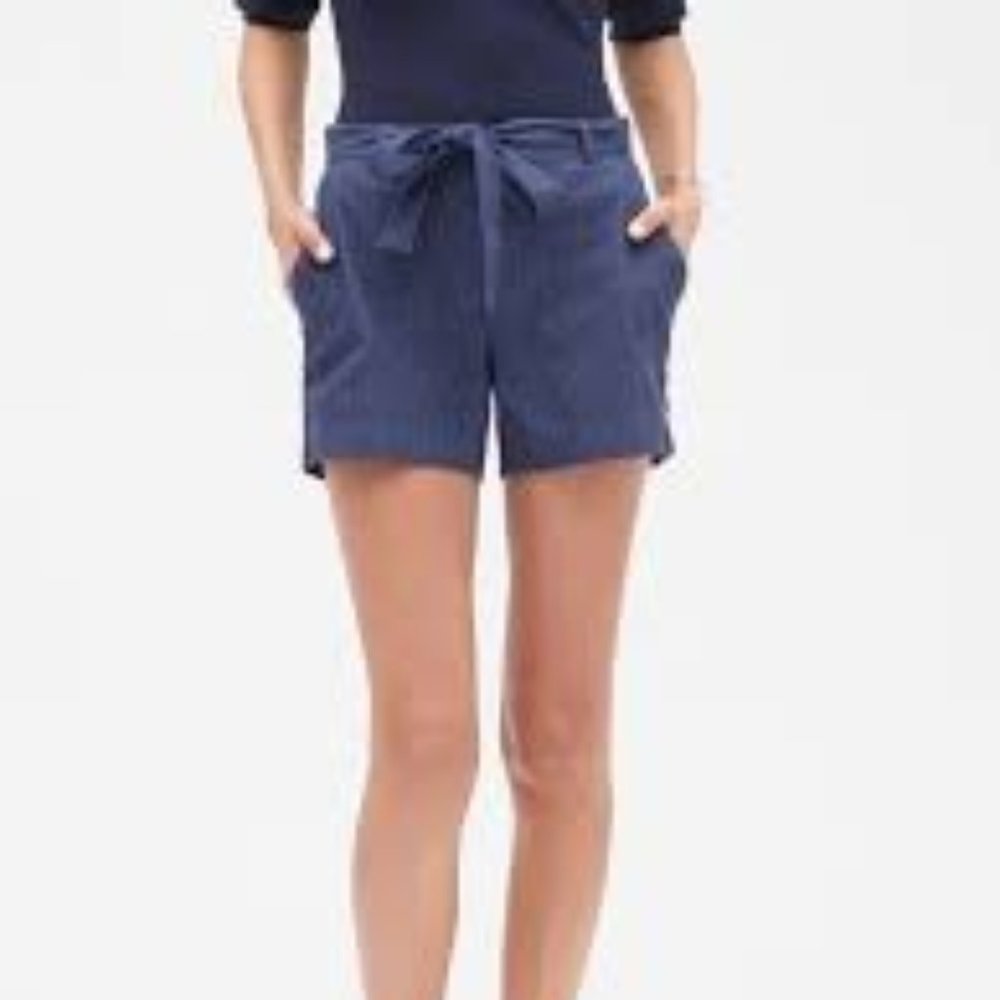 Banana Republic Tie Waist Chambray Linen Shorts